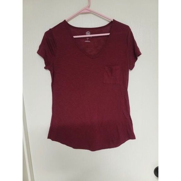 ~ womens red soft and see through v neck shirt size large - Picture 1 of 3